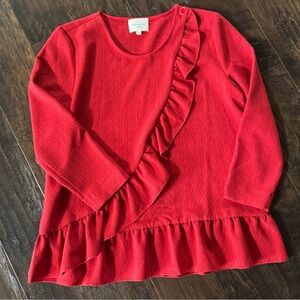 Sézane Red Ruffled blouse